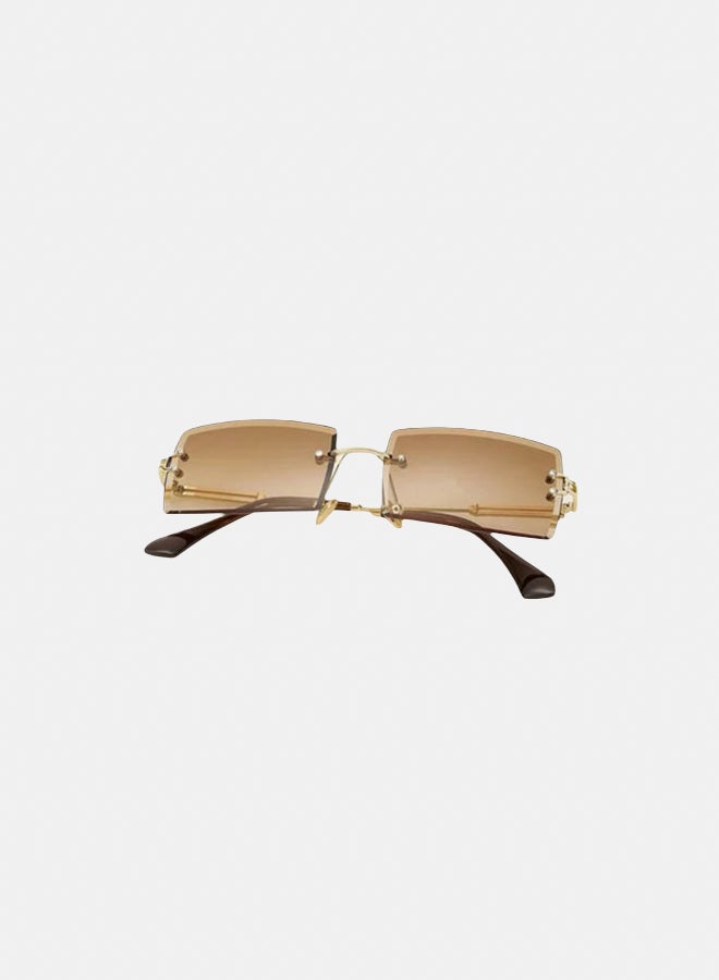 korico Lumos in Brown Rimless Square Sunglasses - Image 3